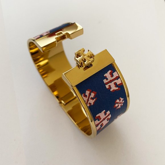 Tory Burch Skinny Leather Blue Cuff Bracelet - Picture 2 of 3